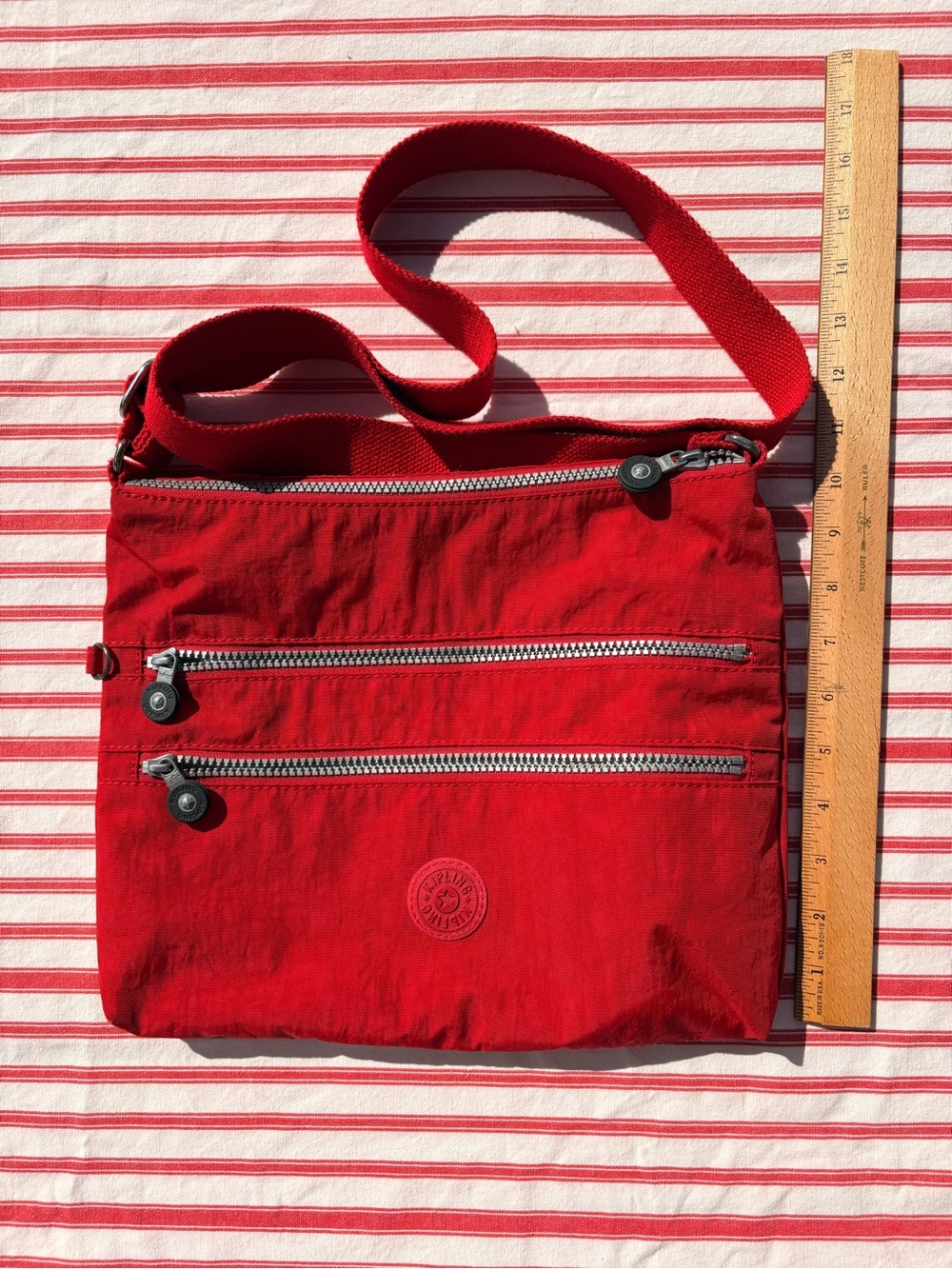 Kipling Bright Red Lightweight Crossbody Messenger Bag